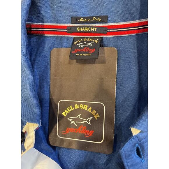Paul Shark Yachting Polo Shirt Mens Size L Short Sleeve Royal Blue Patch Logo - Picture 9 of 12